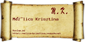 Málics Krisztina névjegykártya